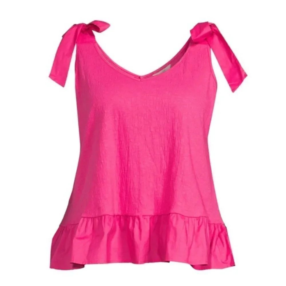 WOMEN'S PLUS SIZE Knit Tank Top Shirt with Shoulder Ties Size OX